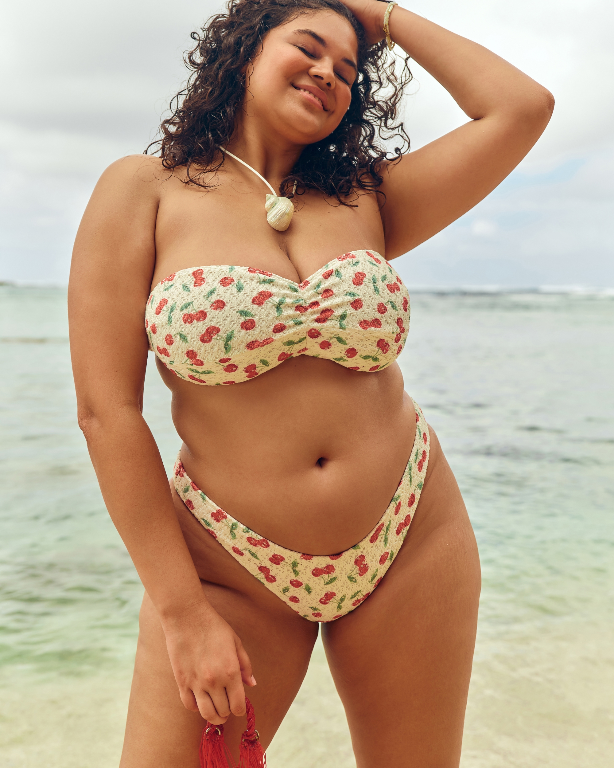 High-Leg Crochet-Style Cheeky Bikini Bottom