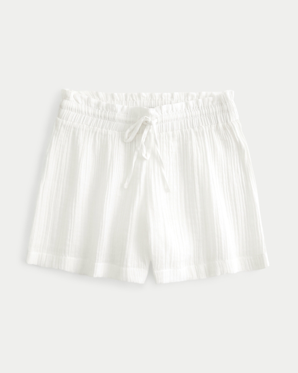 Flowy Gauze Cover Up Shorts, White