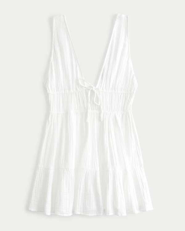 Flowy Gauze Cover Up Dress, White