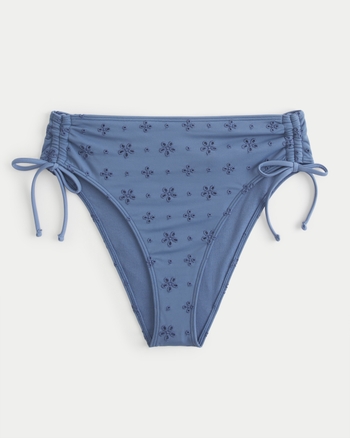 Women s Curvy Eyelet High Leg High Waist Cheeky Bikini Bottom Women s Clearance HollisterCo