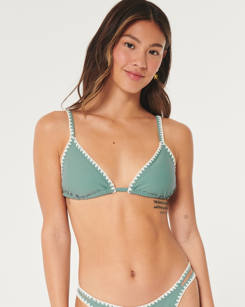 Women's Embroidered Stitch Triangle Bikini Top | Women's | HollisterCo.com