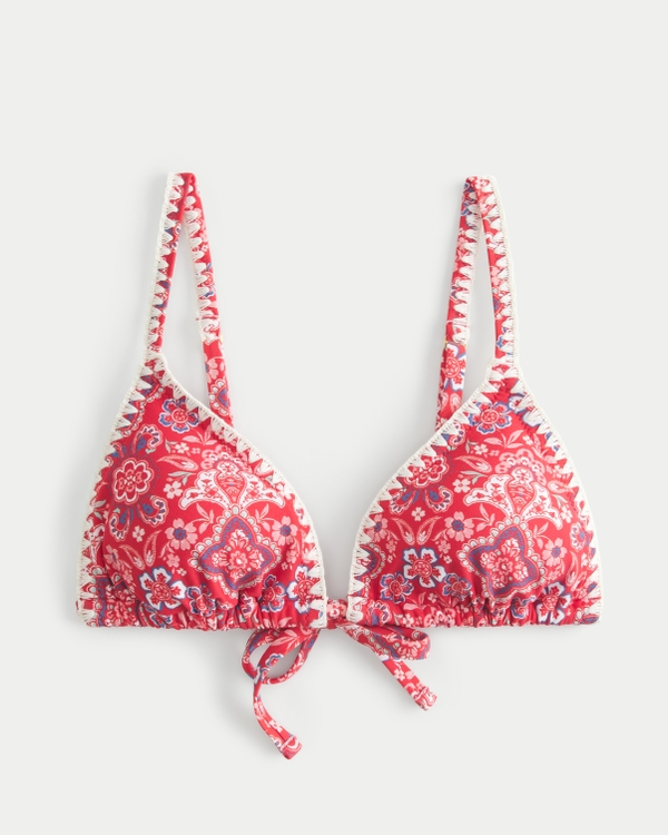 Women's Embroidered Stitch Triangle Bikini Top | Women's Swimwear | HollisterCo.com