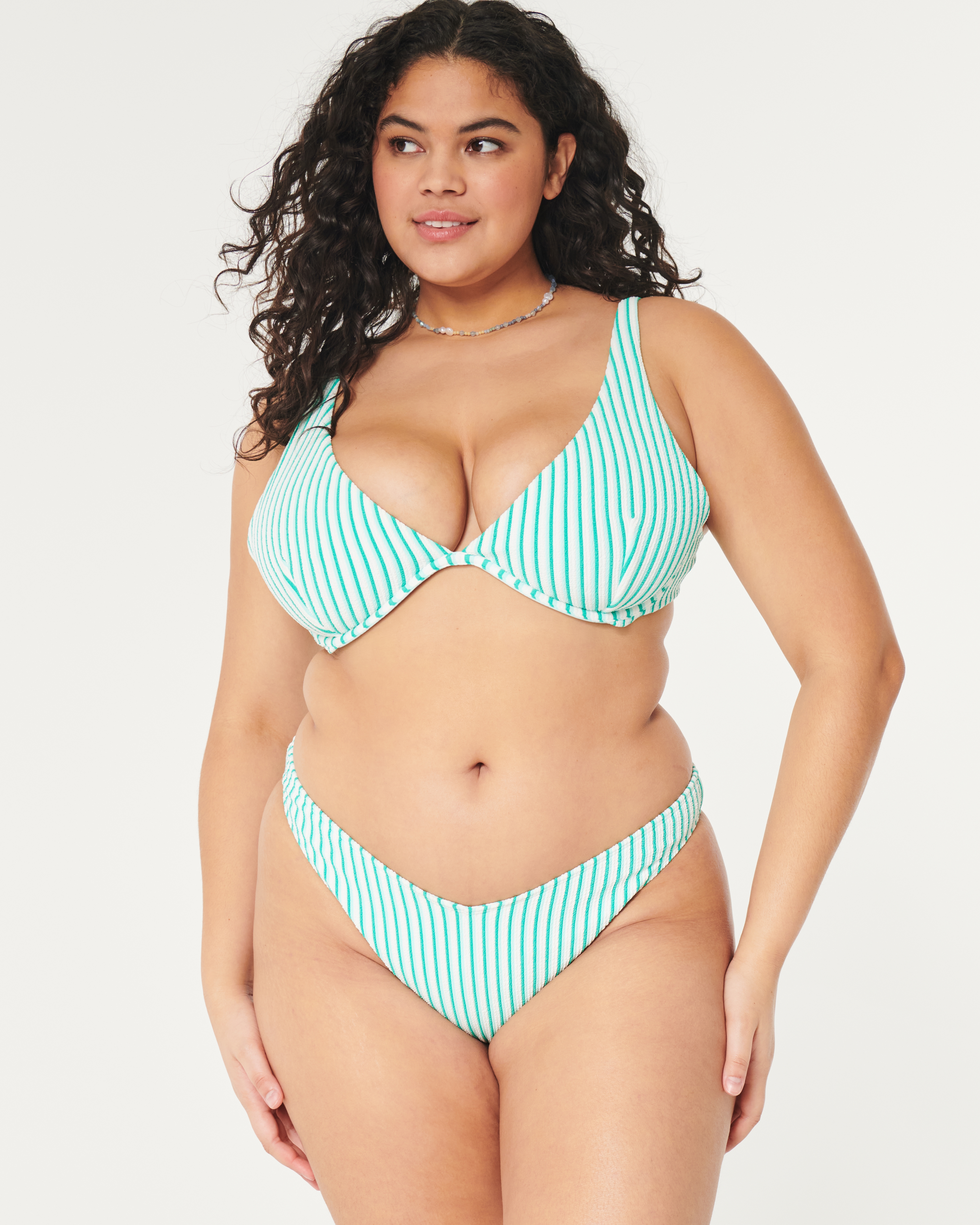 Scrunch-Ribbed V-Front High-Leg Cheekiest Bikini Bottom