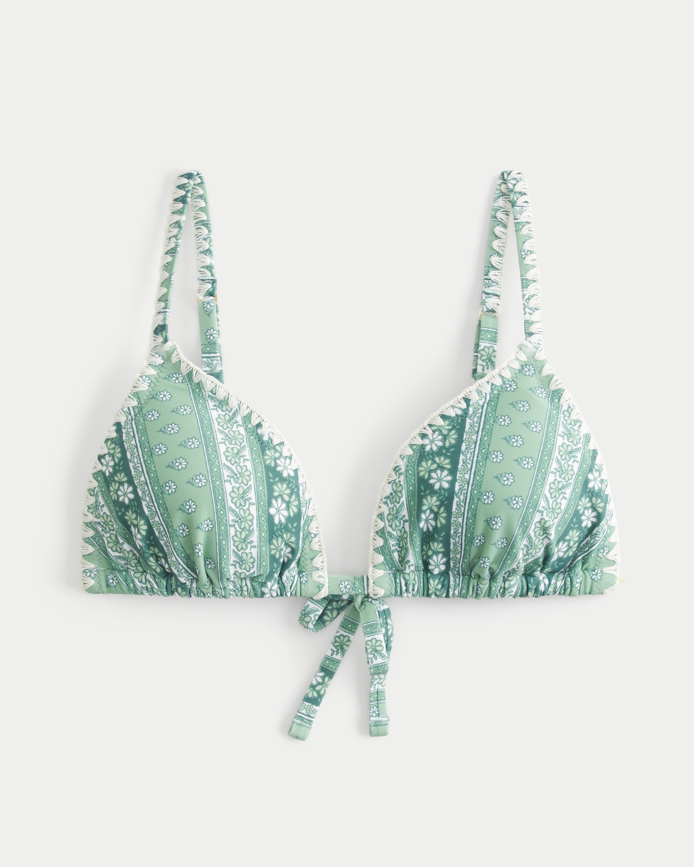 Embroidered Stitch Triangle Bikini Top