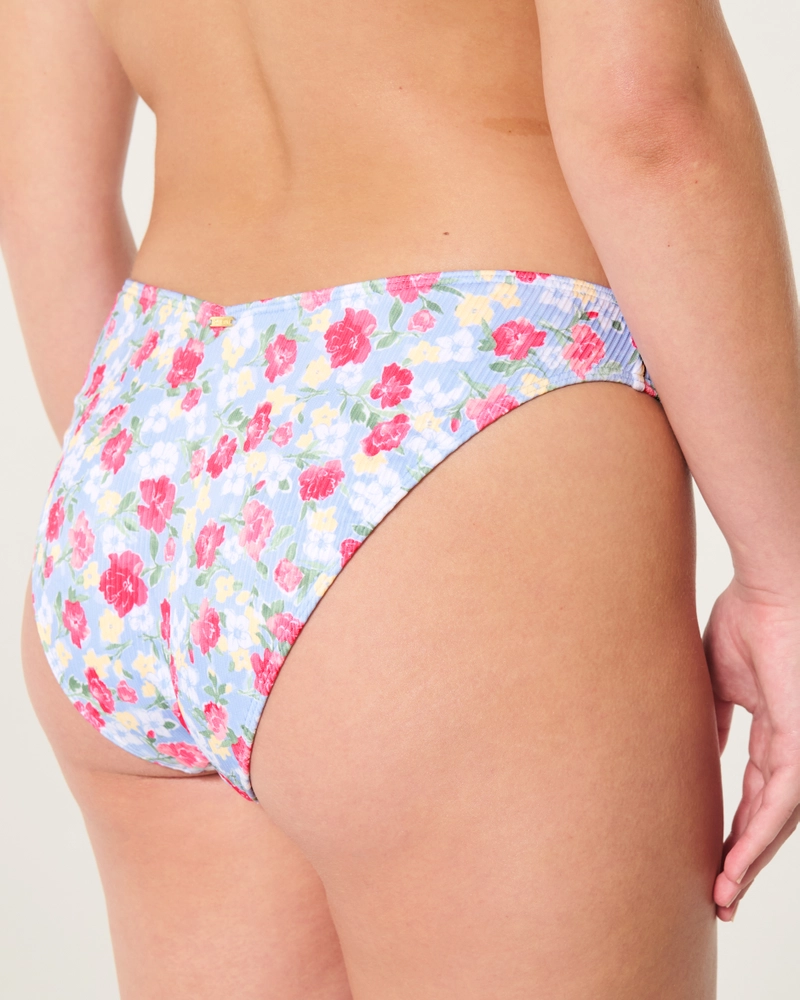 Ribbed V-Front High-Leg Cheeky Bikini Bottom