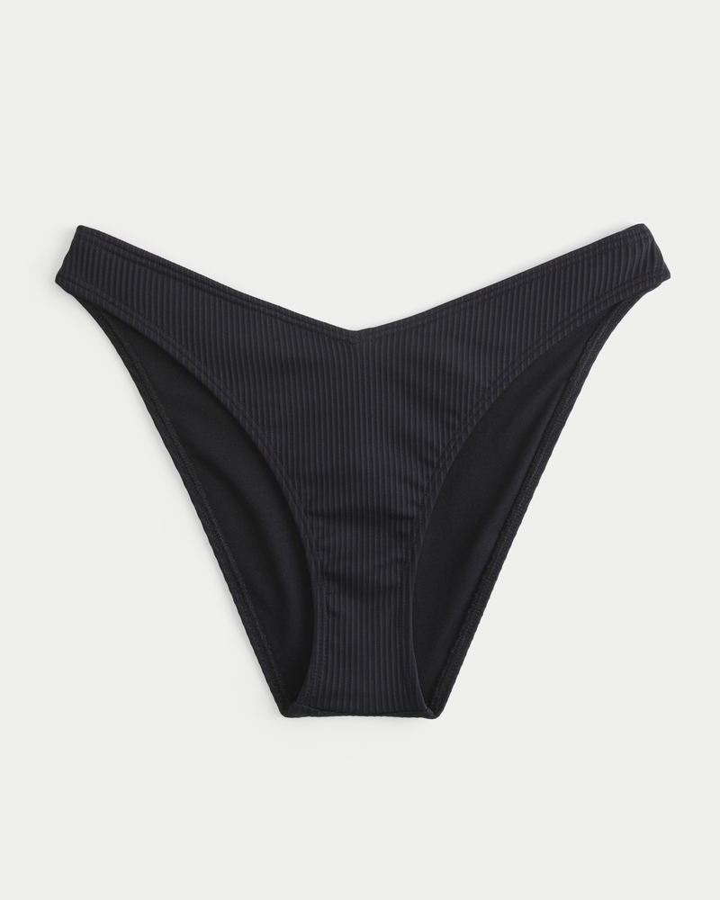 Ribbed V-Front High-Leg Cheeky Bikini Bottom