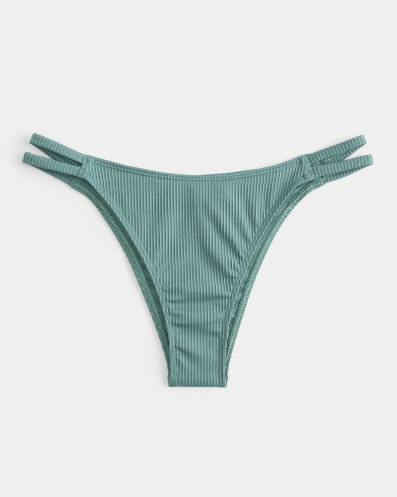 Ribbed Strappy High-Leg Cheekiest Bikini Bottom