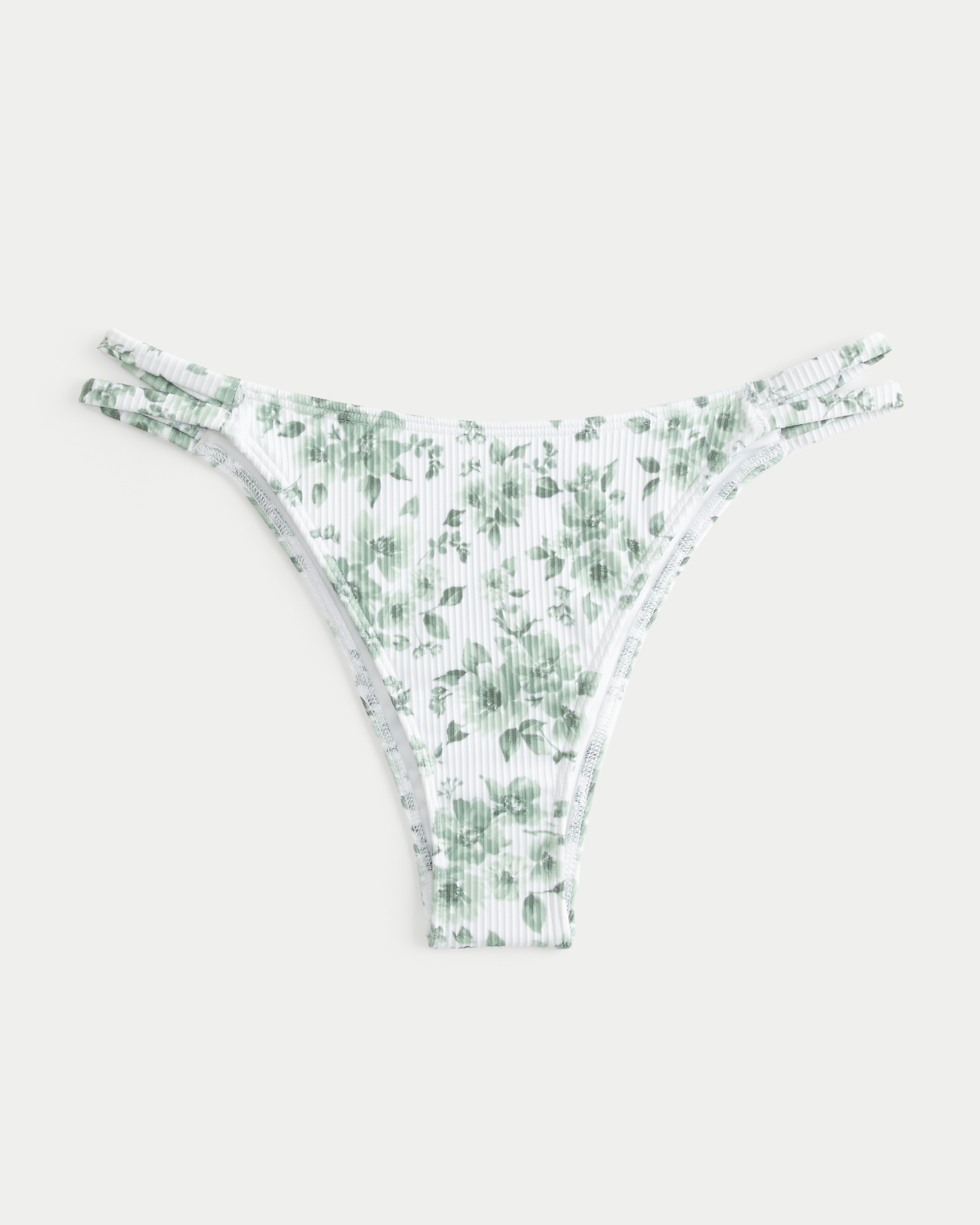 Ribbed Strappy High-Leg Cheekiest Bikini Bottom
