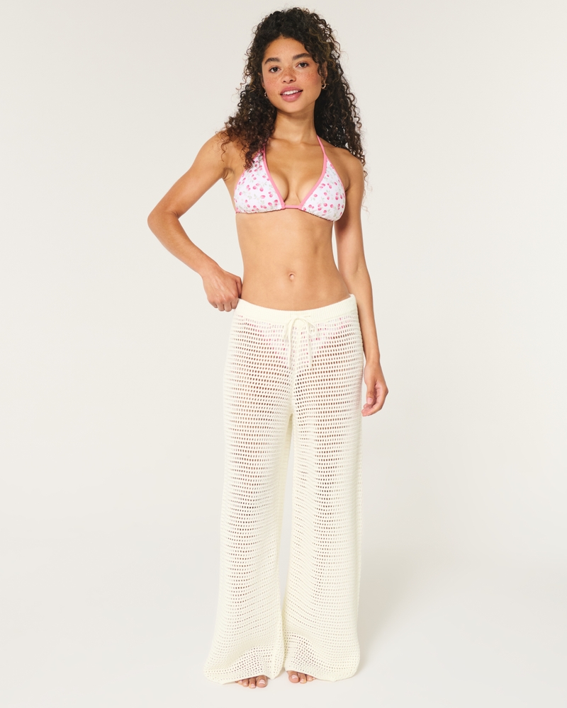 Low-Rise Crochet-Style Cover Up Pants