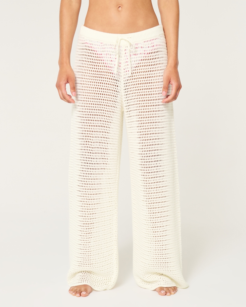 Low-Rise Crochet-Style Cover Up Pants