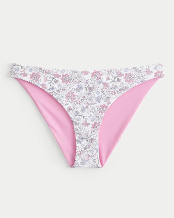 Reversible Low-Rise Cheeky Bikini Bottom, Pink Floral