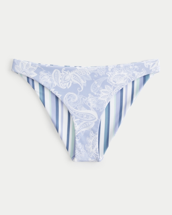 Reversible Low-Rise Cheeky Bikini Bottom, Blue Haze Pattern