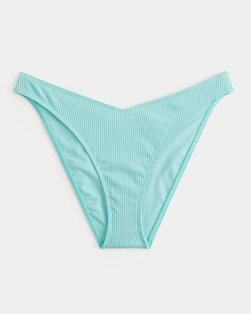 Ribbed V-Front High-Leg Cheeky Bikini Bottom