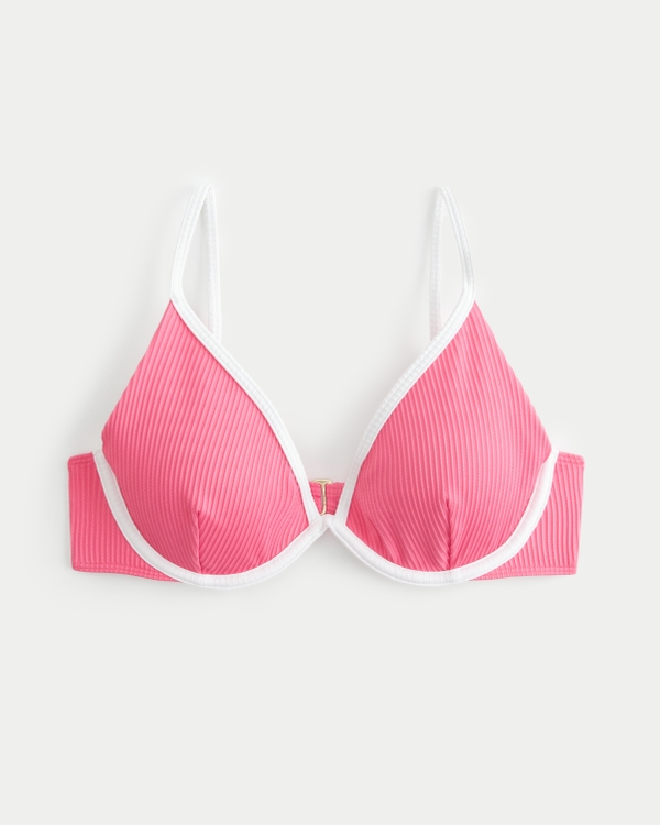 Ribbed Underwire Bikini Top, Pink