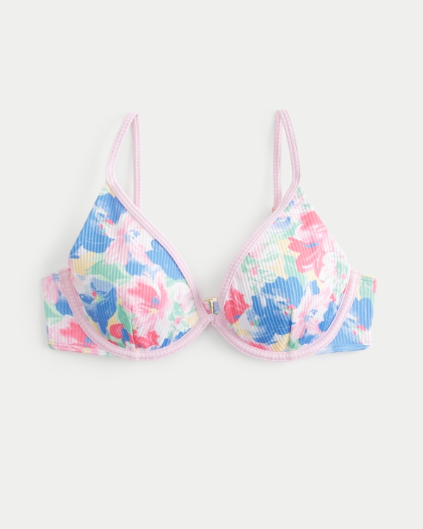 Ribbed Underwire Bikini Top, Multi Color Floral