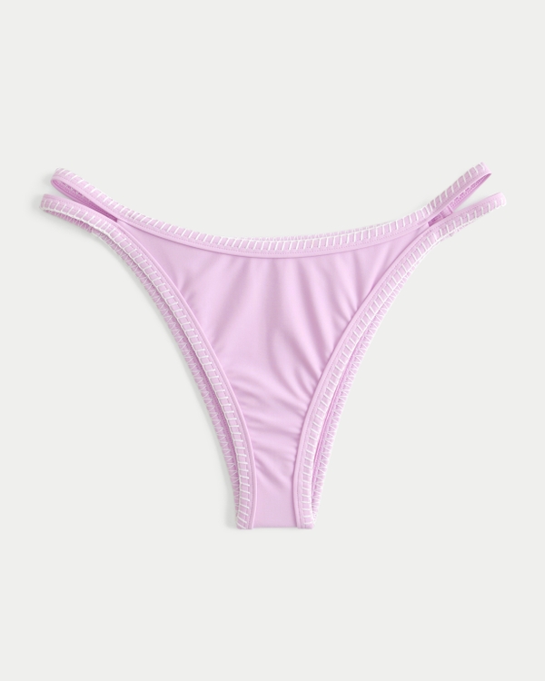 Strappy High-Leg Cheekiest Bikini Bottom, Light Purple Pink