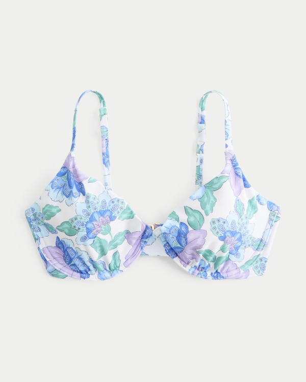 Curvy Plunge Underwire Bikini Top, Purple Floral view 1