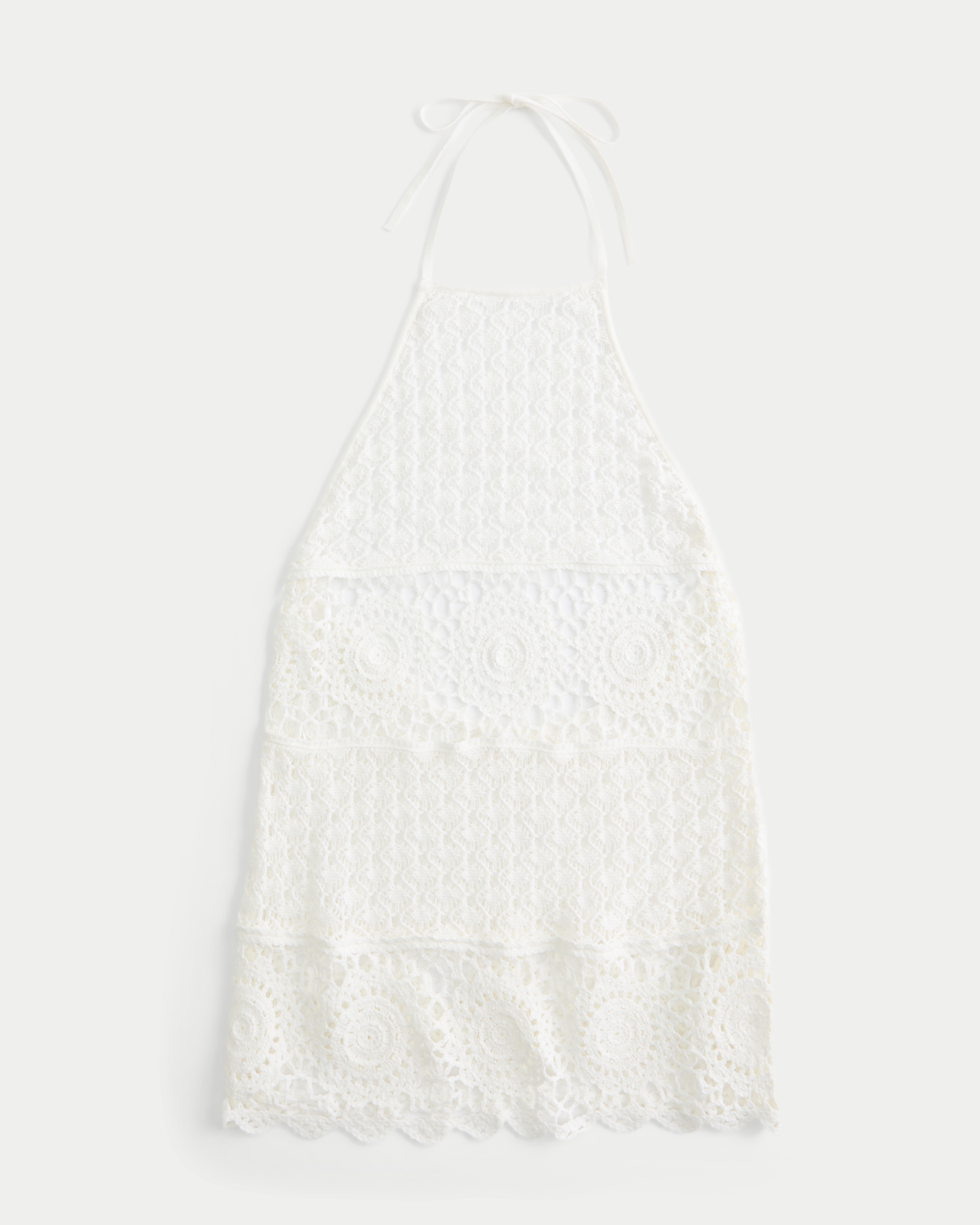 Crochet-Style Halter Cover Up Mini Dress