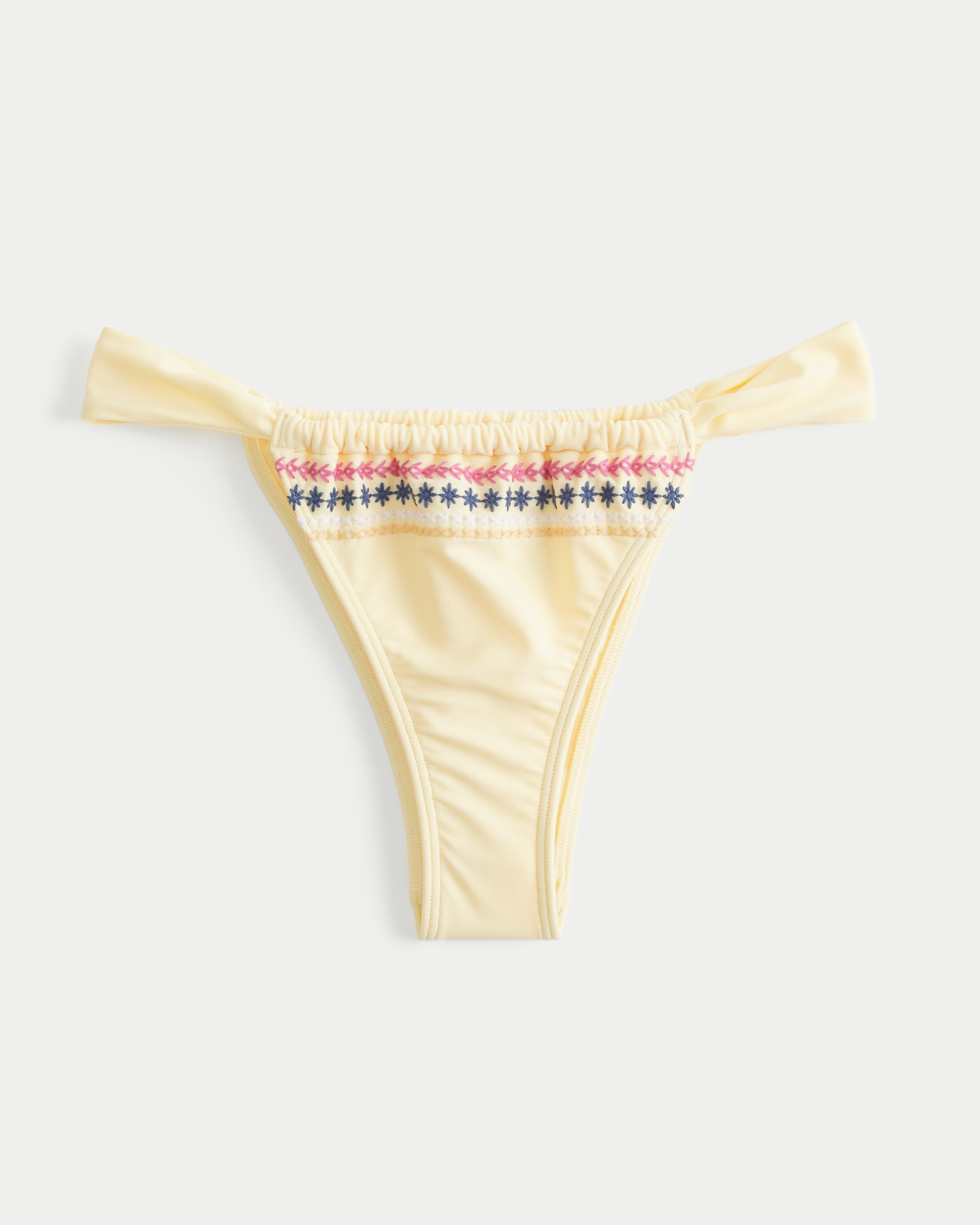 Side Strap Embroidered High-Leg Cheekiest Bikini Bottom