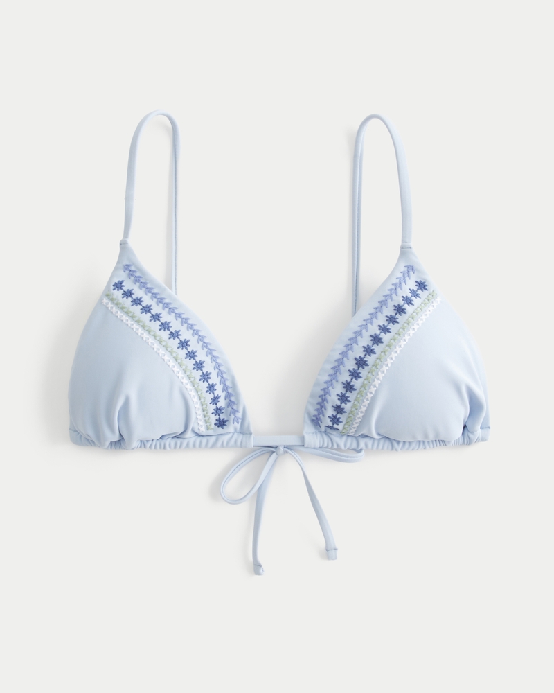 Embroidered Triangle Bikini Top