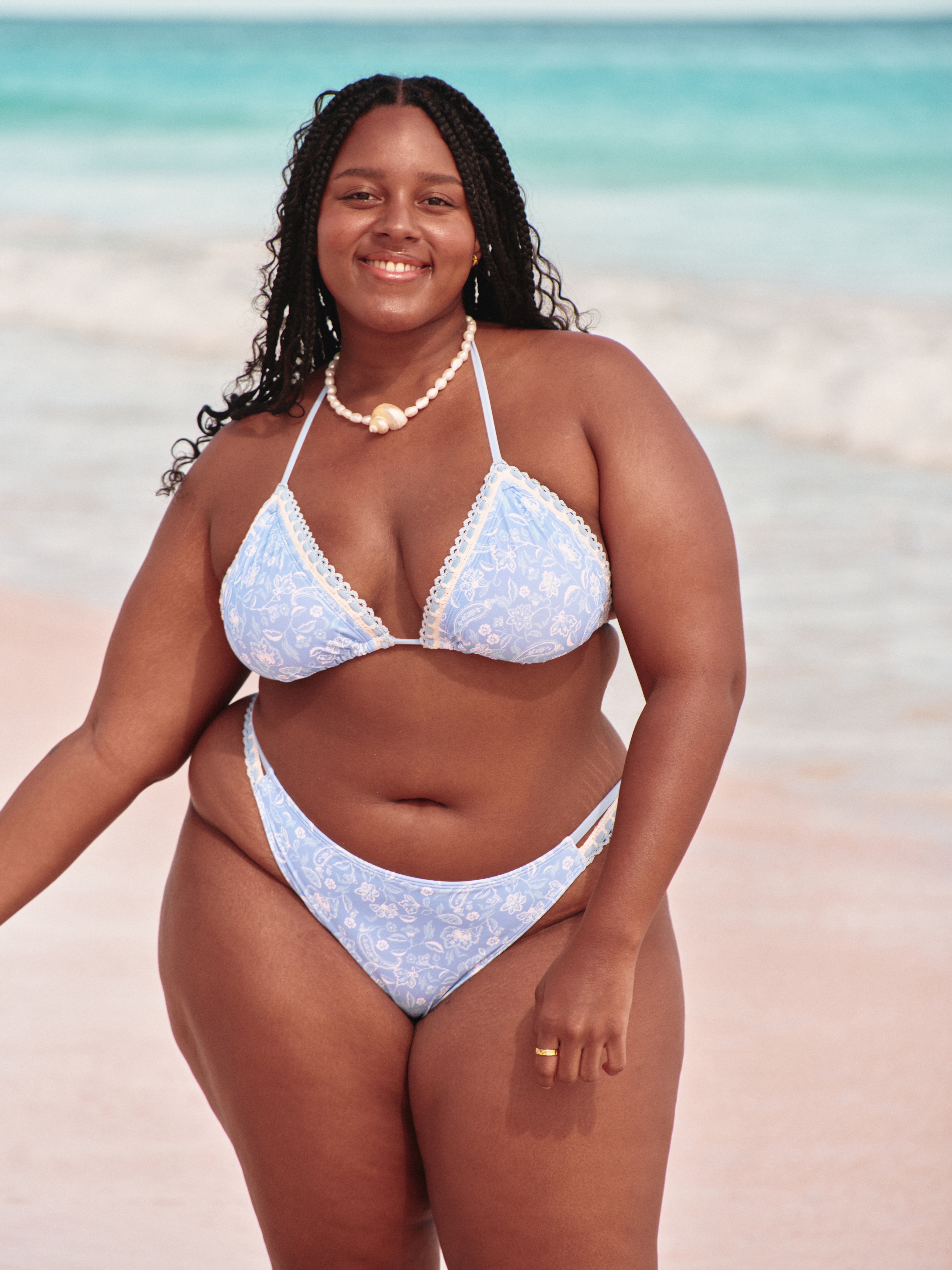 Crochet-Style Mixed High-Leg Cheeky Bikini Bottom