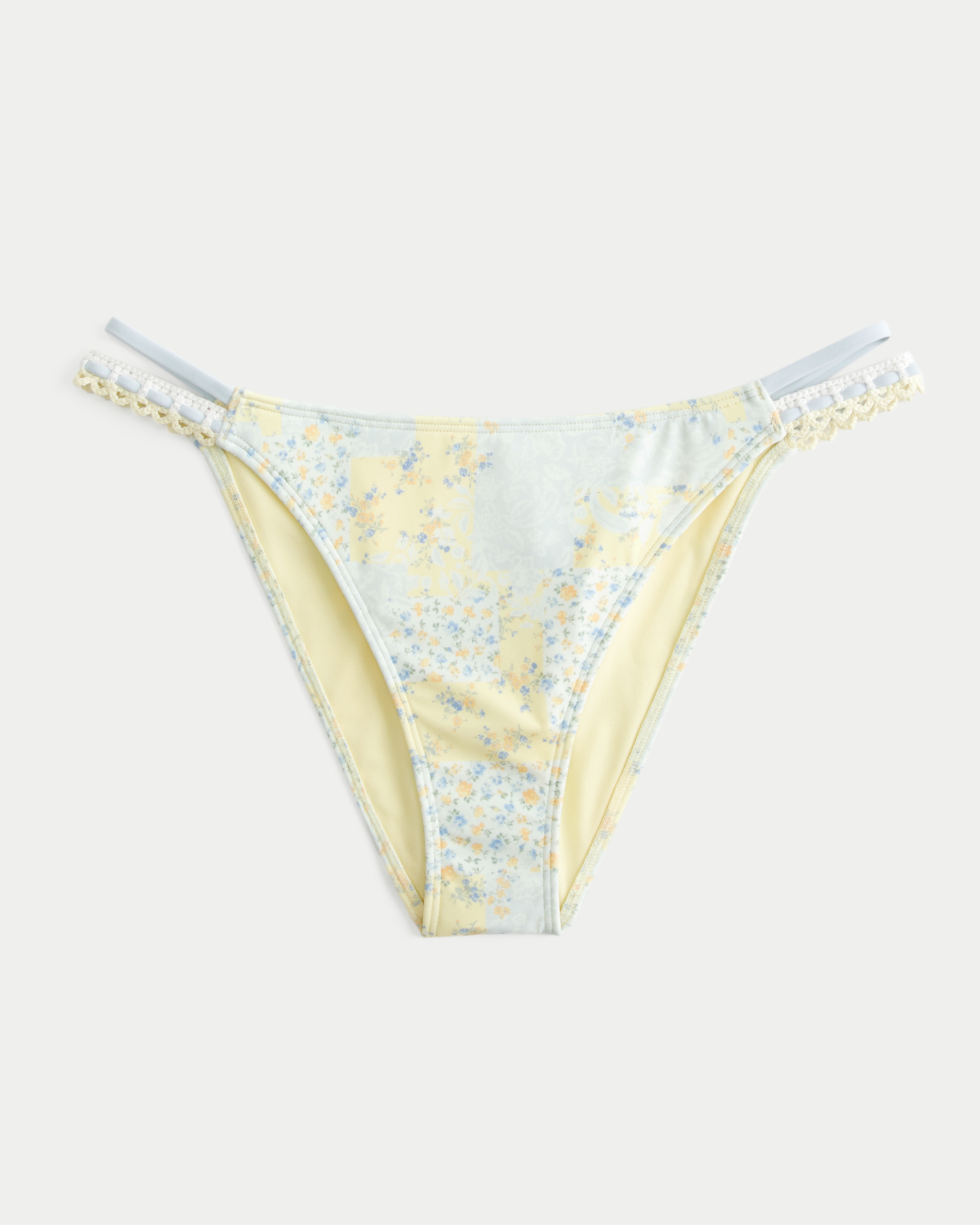 Crochet-Style Mixed High-Leg Cheeky Bikini Bottom