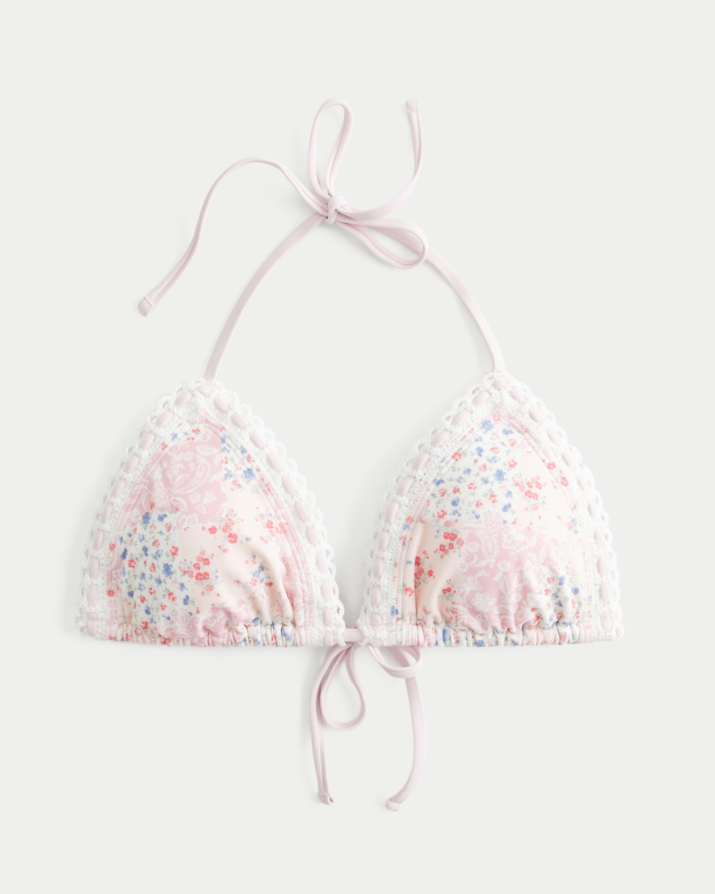 Crochet-Style Mixed Triangle Bikini Top