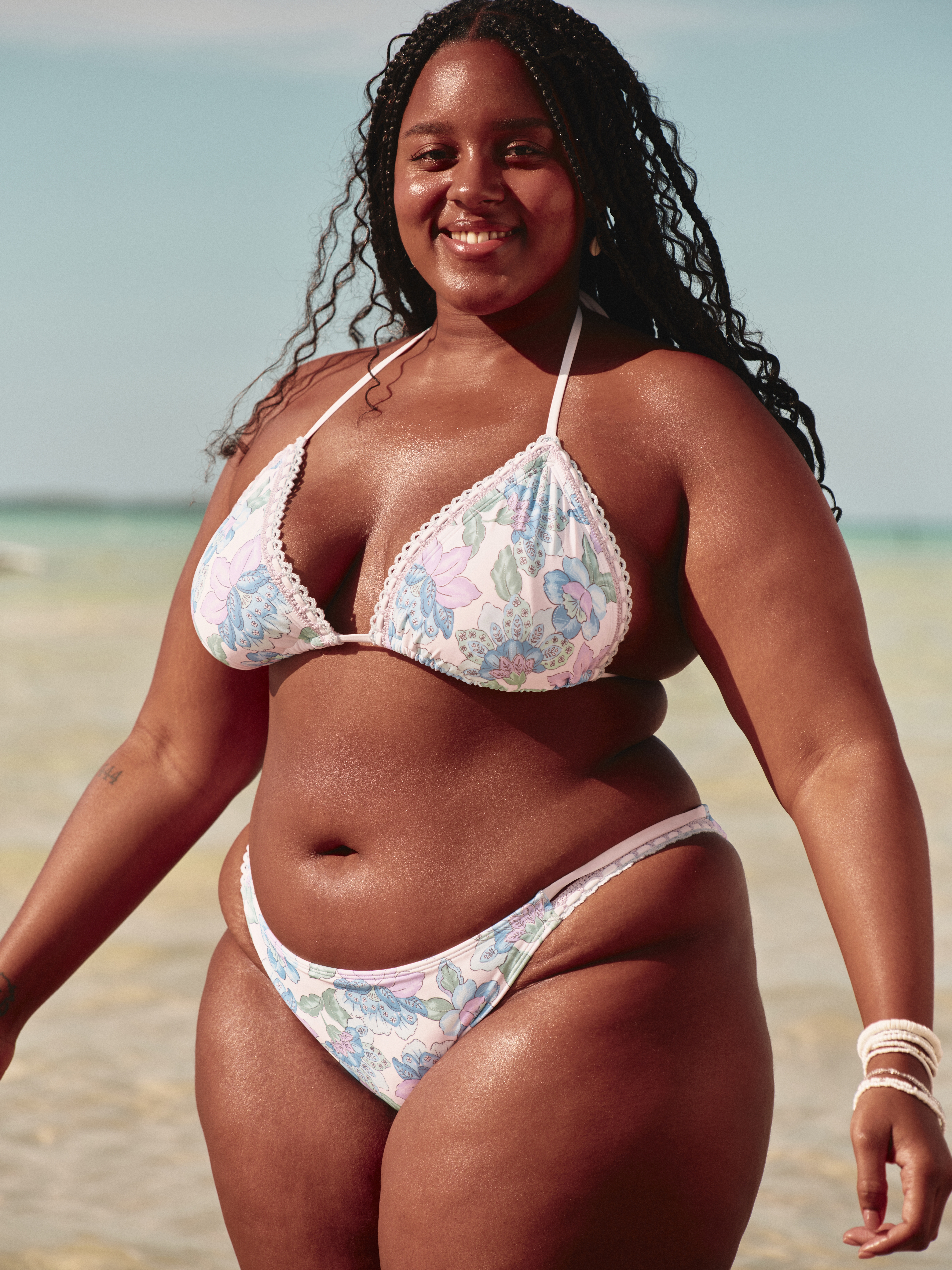 Crochet-Style Mixed Triangle Bikini Top