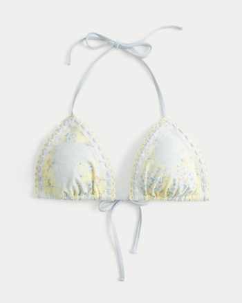 Women's Crochet-Style Mixed Triangle Bikini Top | Women's Swimwear | HollisterCo.com