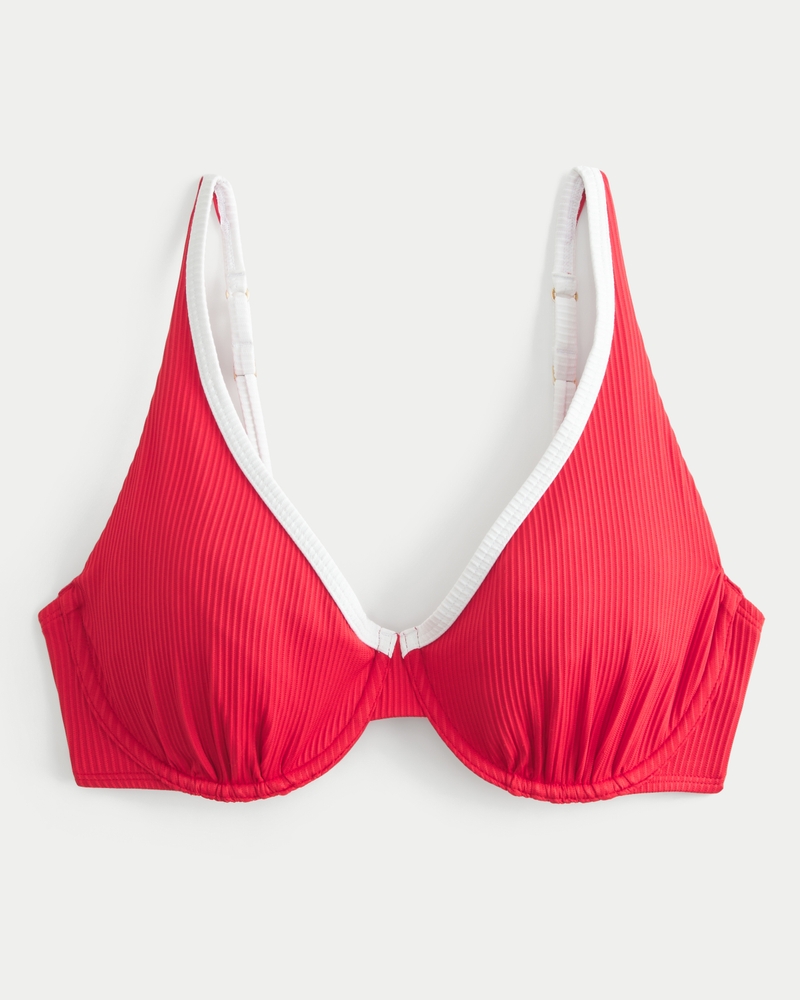 Women's Curvy High Apex Ribbed Underwire Bikini Top Women's