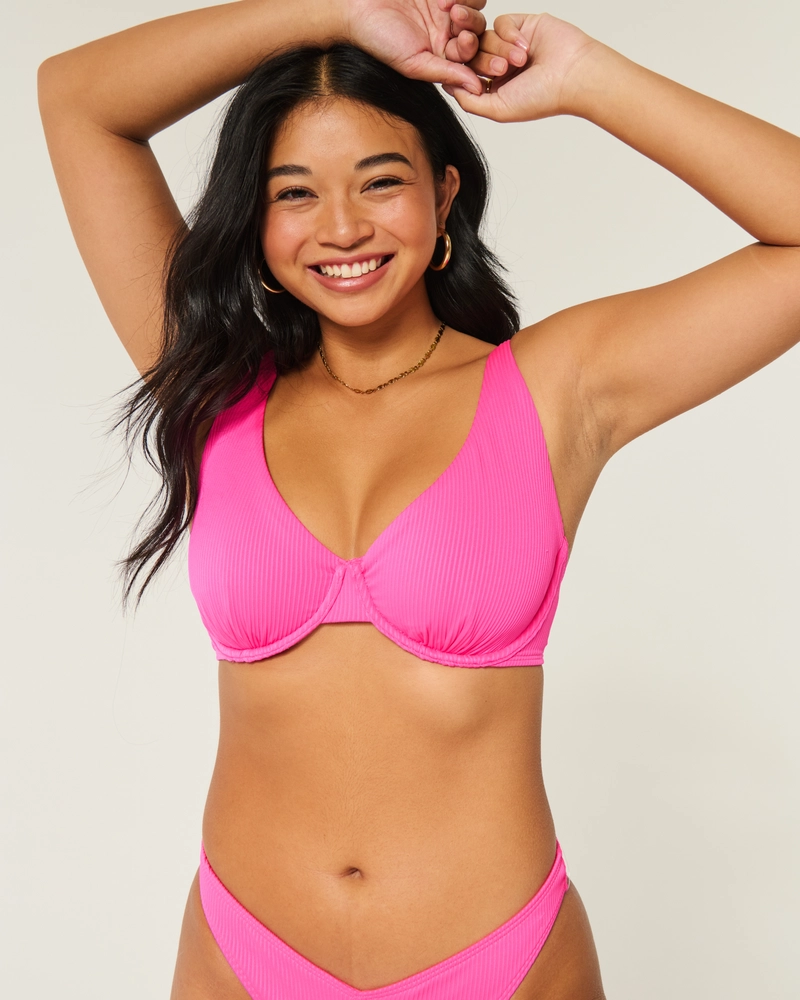 Curvy High Apex Ribbed Underwire Bikini Top