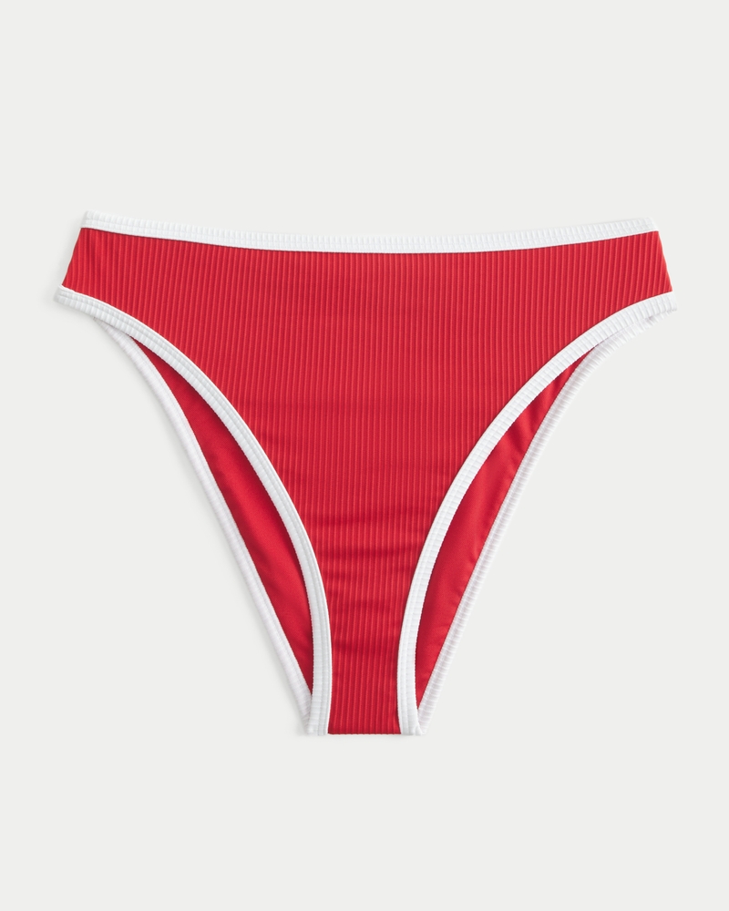 Curvy High-Leg High-Waist Ribbed Cheeky Bikini Bottom