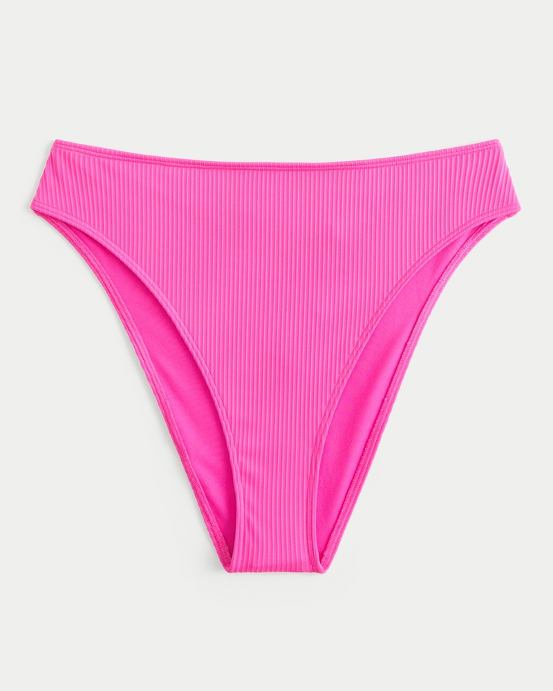 Curvy High-Leg High-Waist Ribbed Cheeky Bikini Bottom