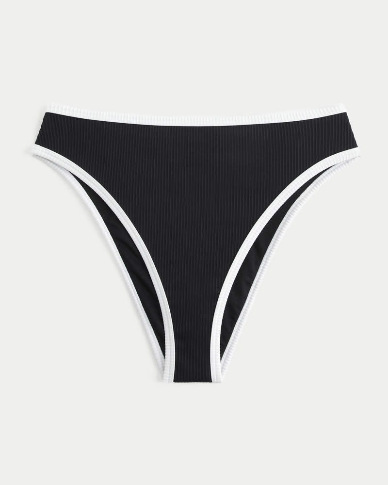 Curvy High-Leg High-Waist Ribbed Cheeky Bikini Bottom