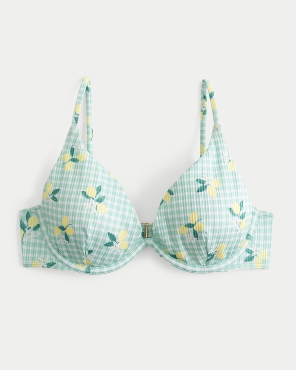 Underwire Bikini Top, Light Green Print view 2