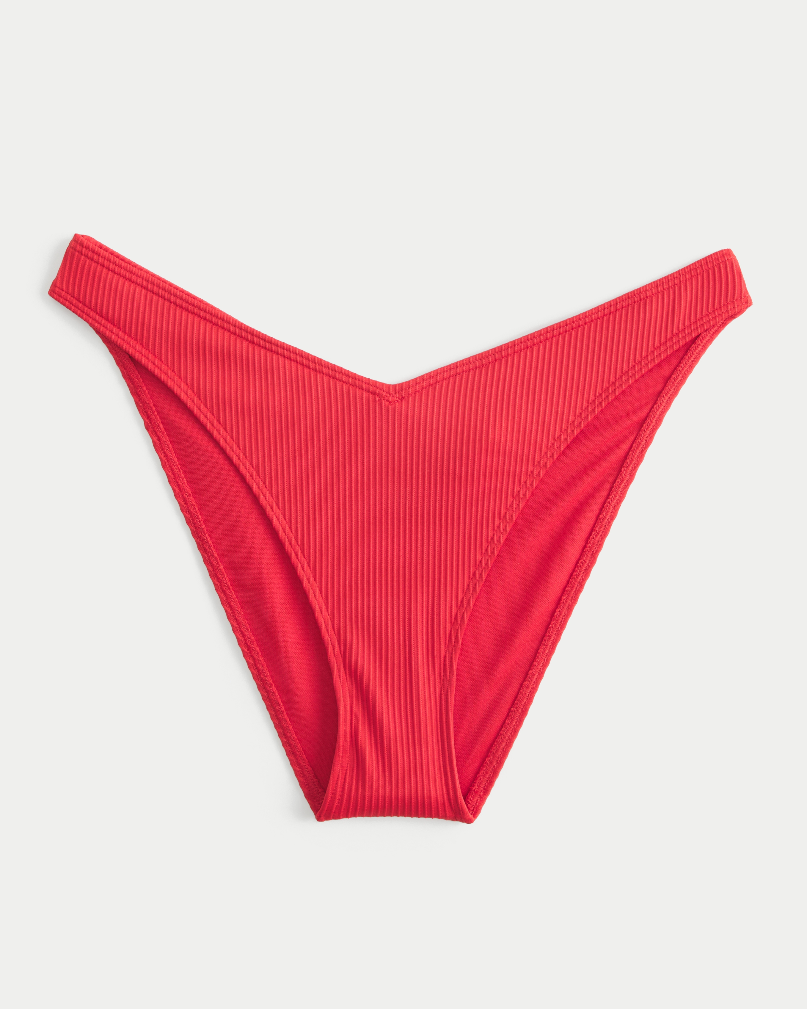 Ribbed High-Leg V-Waist Cheeky Bikini Bottom