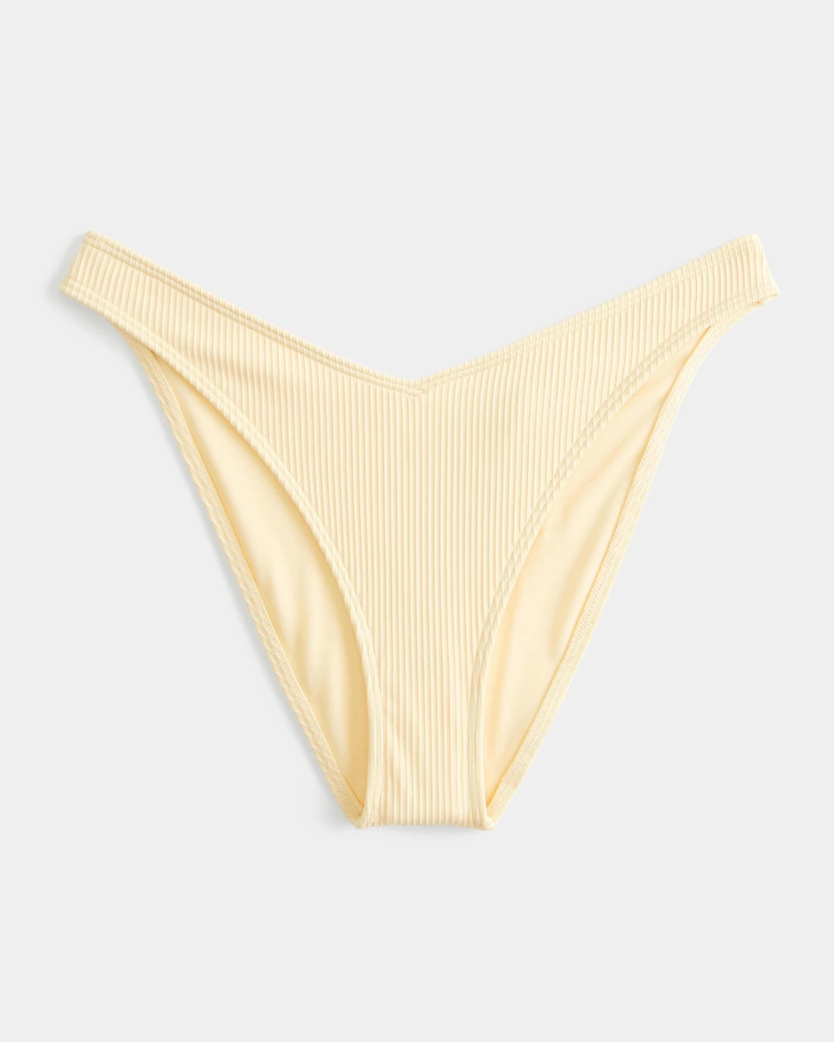 Ribbed High-Leg V-Waist Cheeky Bikini Bottom