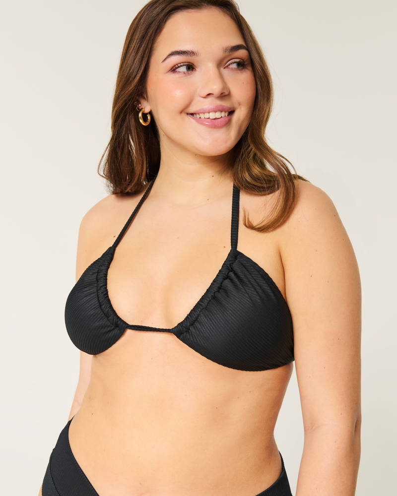 Ribbed Multi-Way Triangle Bikini Top