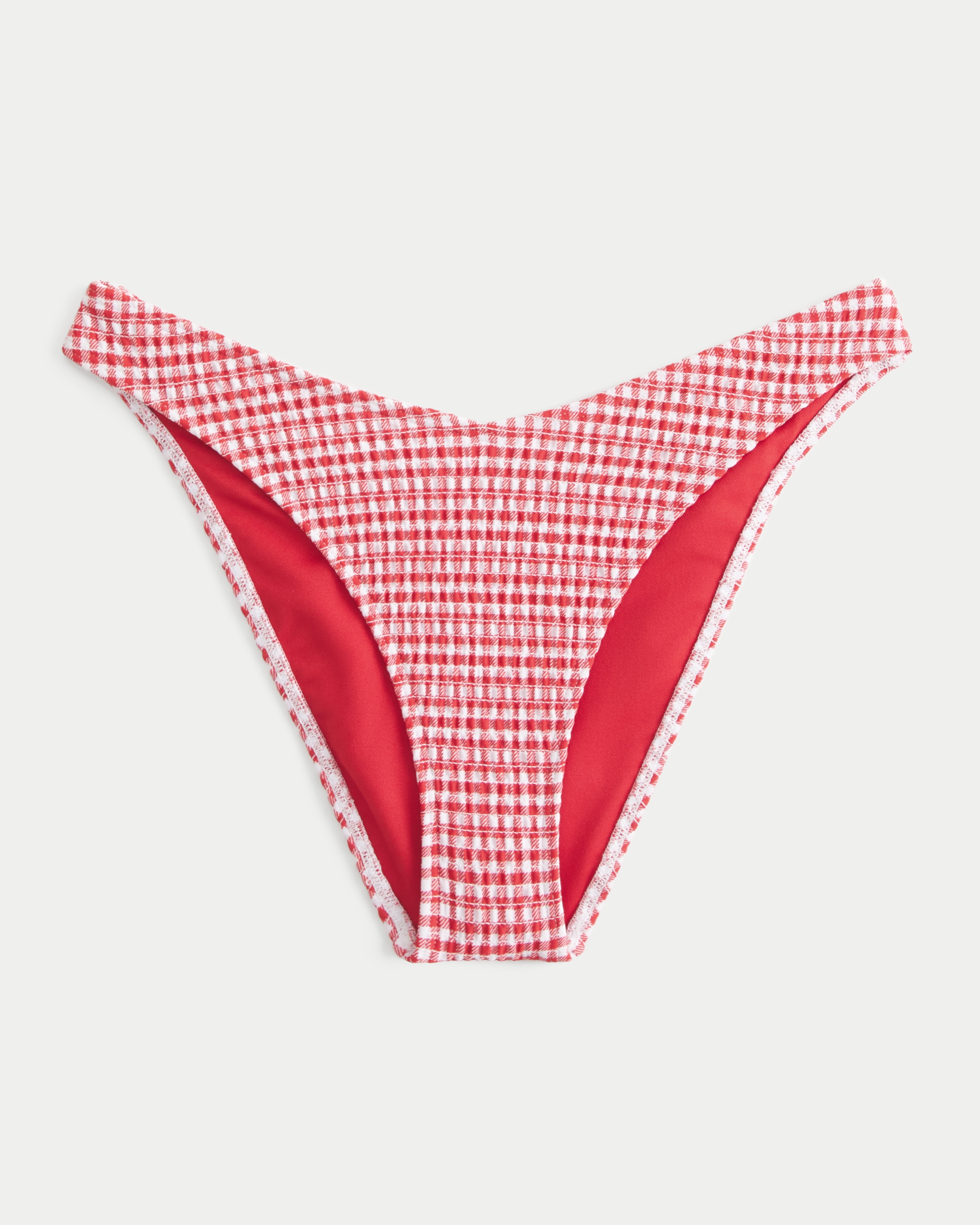 Smocked High-Leg Cheeky Bikini Bottom