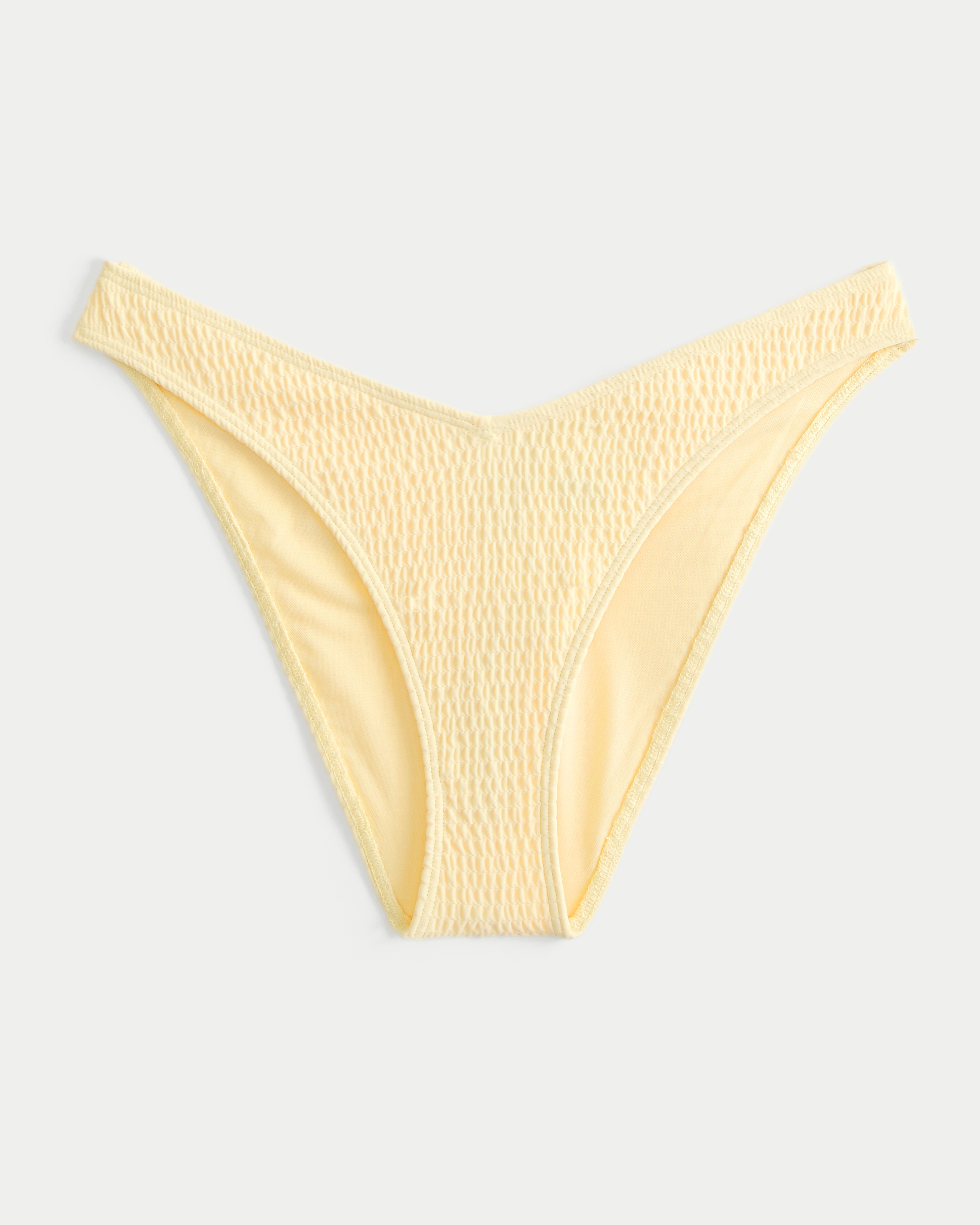 Smocked High-Leg Cheeky Bikini Bottom