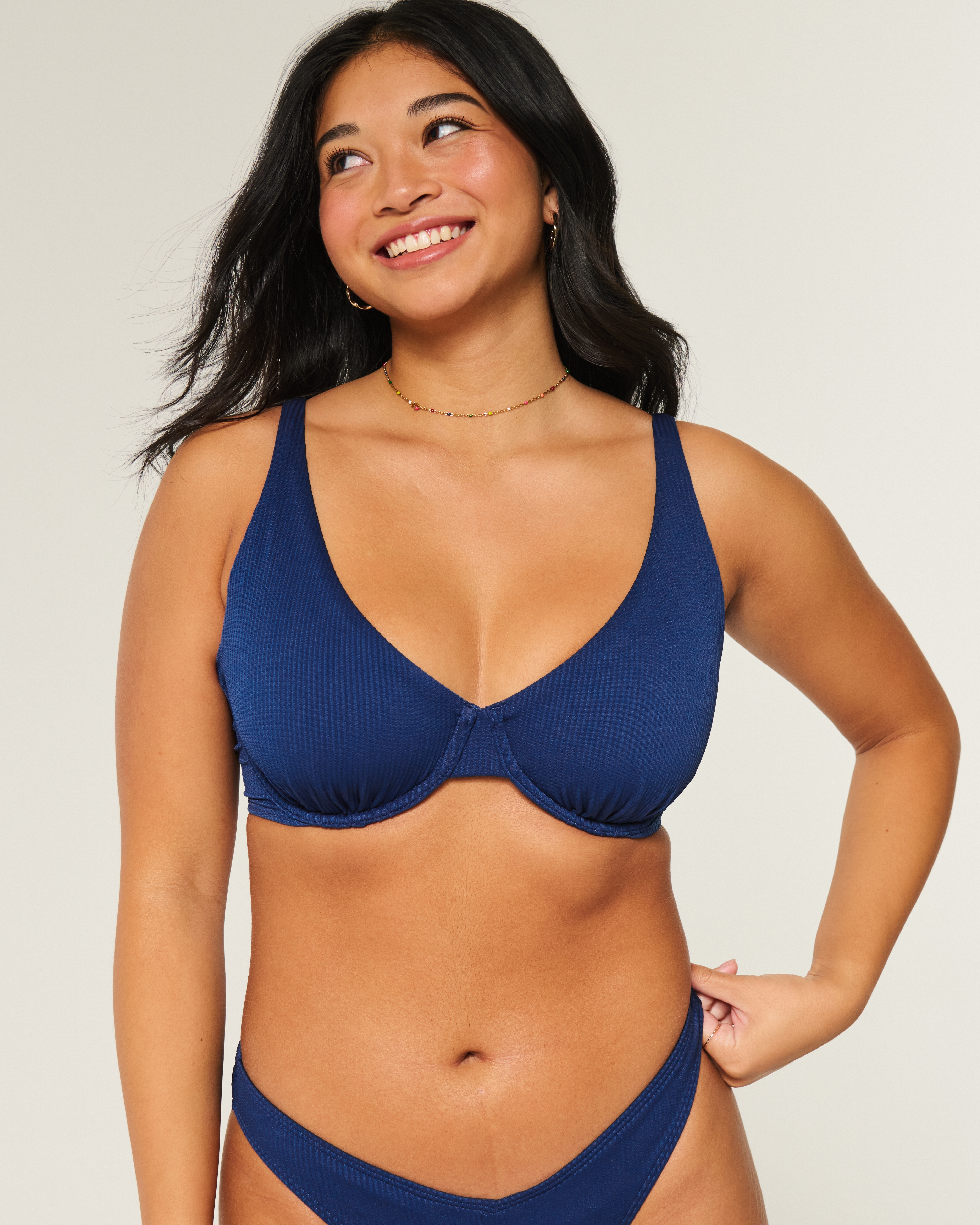 Curvy High Apex Ribbed Underwire Bikini Top