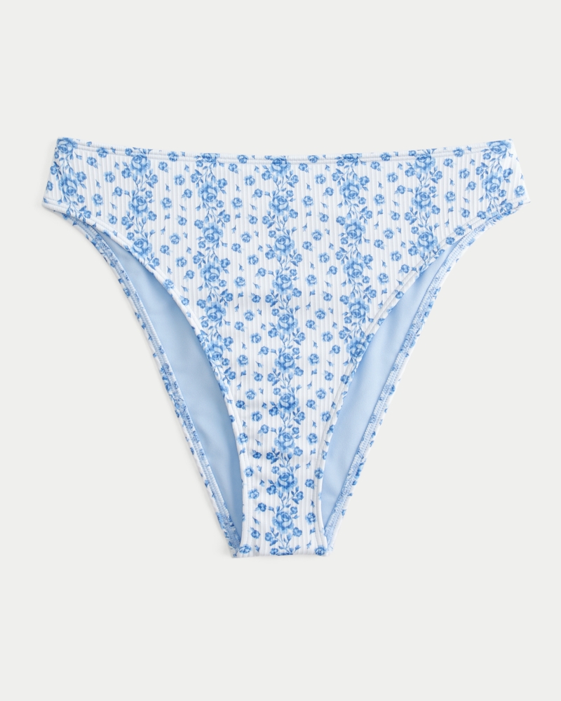 Curvy High-Leg High-Waist Ribbed Cheeky Bikini Bottom