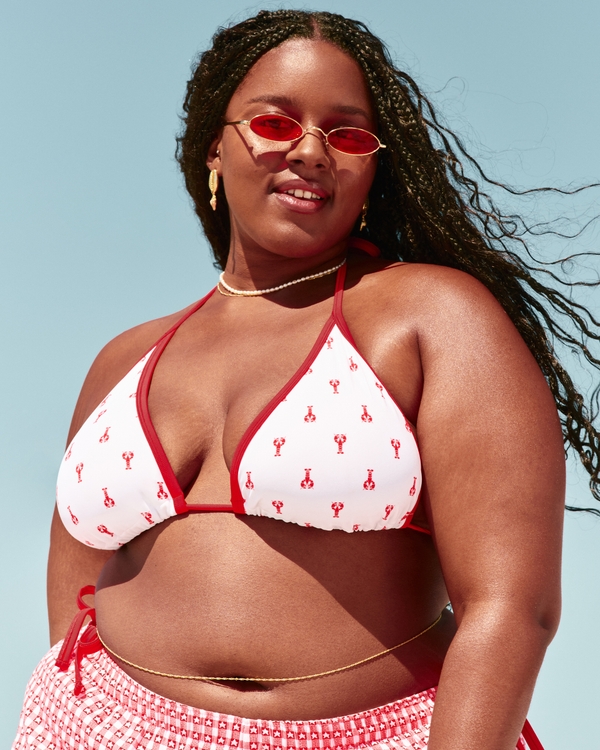 Top de bikini de triángulo, Estampado Rojo Cereza view 1