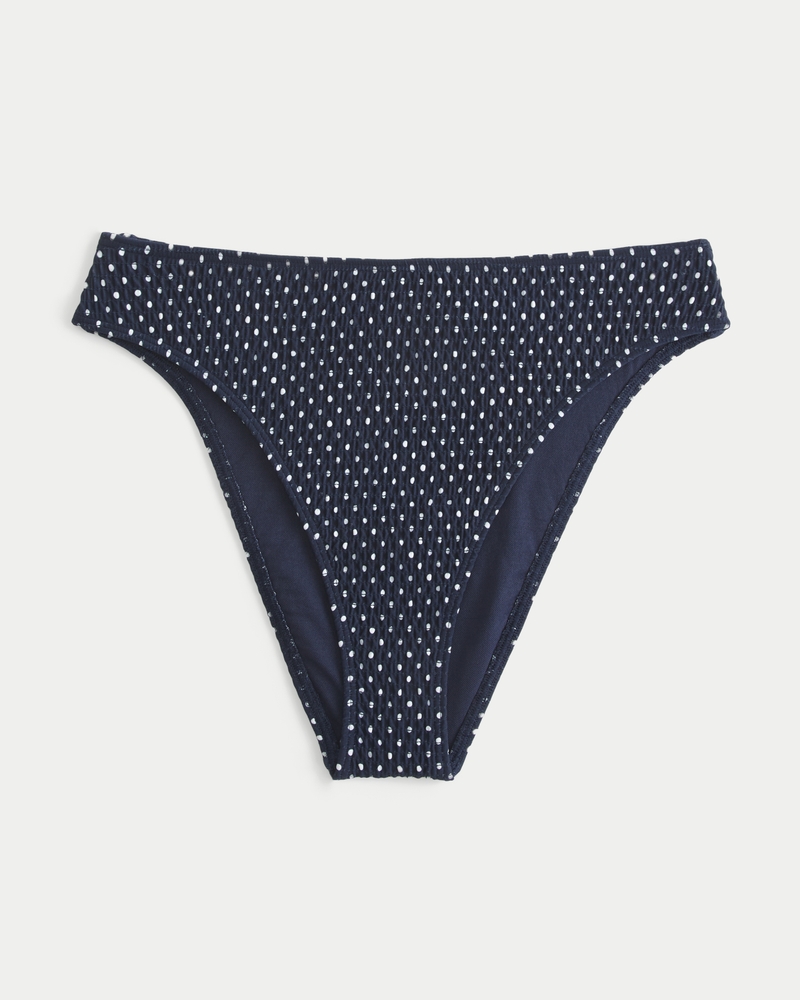 Curvy High-Leg Smocked Cheeky Bikini Bottom