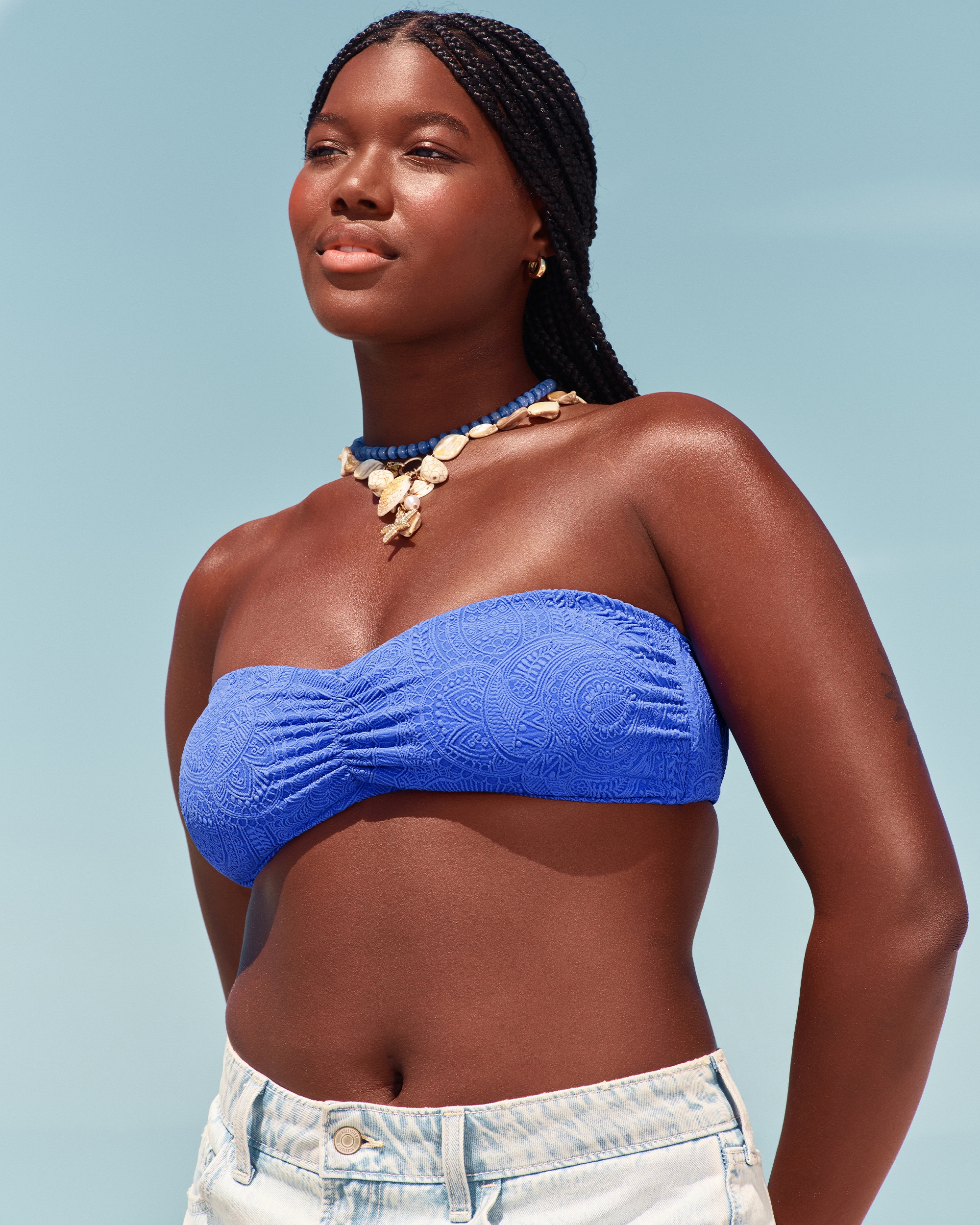 Jacquard Bandeau Bikini Top