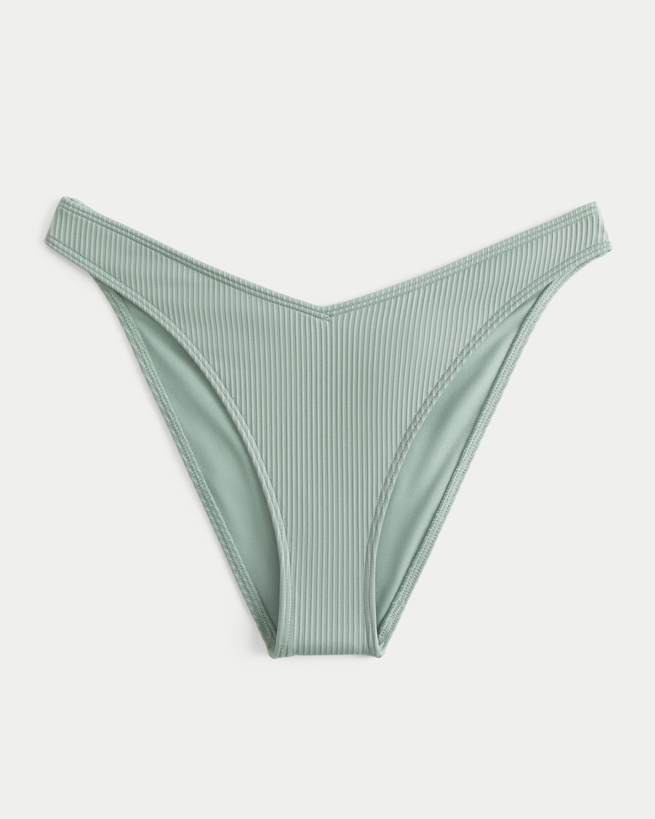 Ribbed High-Leg Cheeky Bikini Bottom