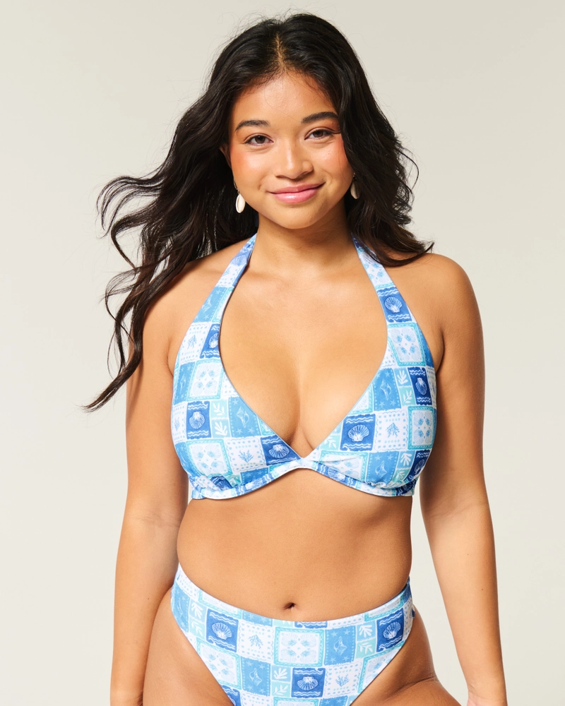 Curvy Reversible Halter Triangle Bikini Top
