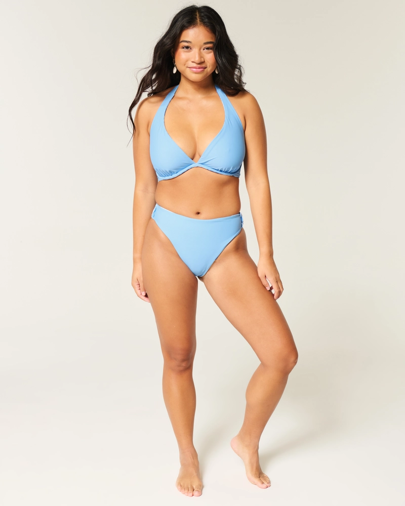 Curvy Reversible Halter Triangle Bikini Top
