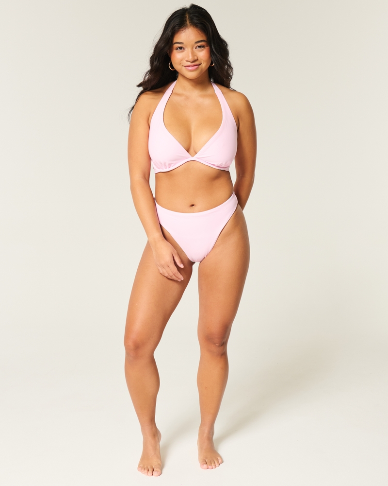 Curvy Reversible Halter Triangle Bikini Top