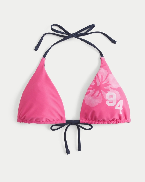 Top de bikini reversible de triángulo halter, Rosa Oscuro Dd view 2